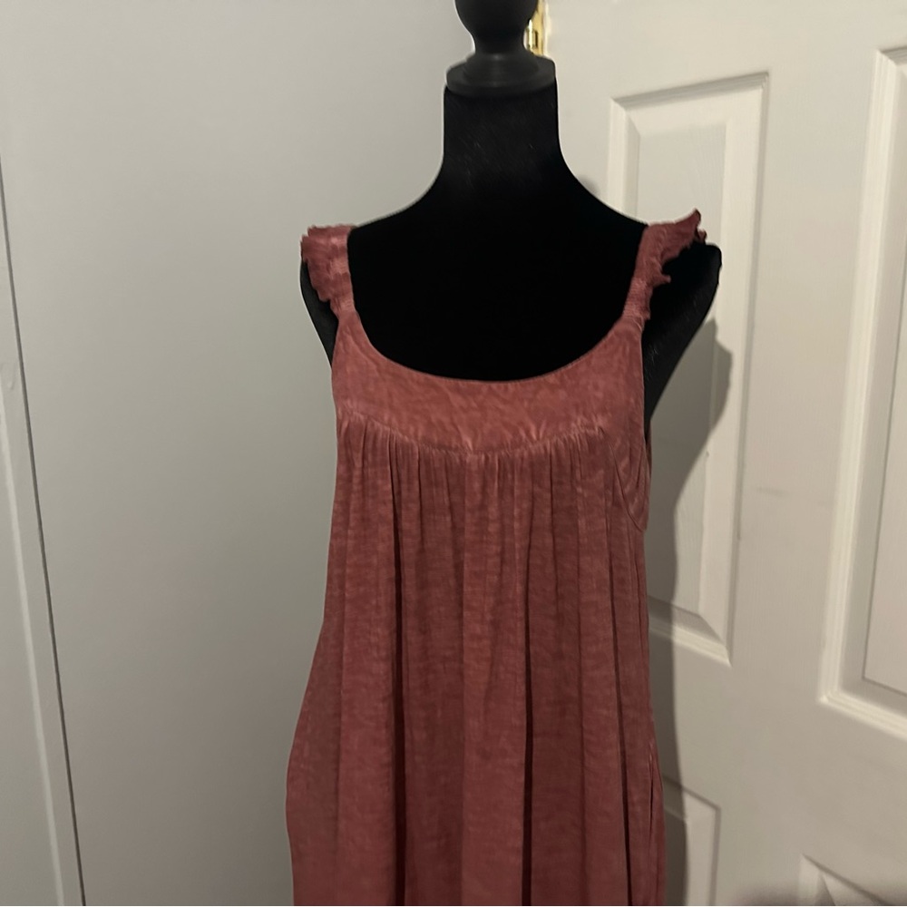 Anthropologie‎ Mauve Pink Sleeveless Ruffle Strap Maxi Dress